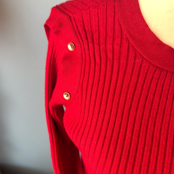 Venus red ribbed rayon blend long sleeve knit sweater dress NWOT - Picture 3 of 14